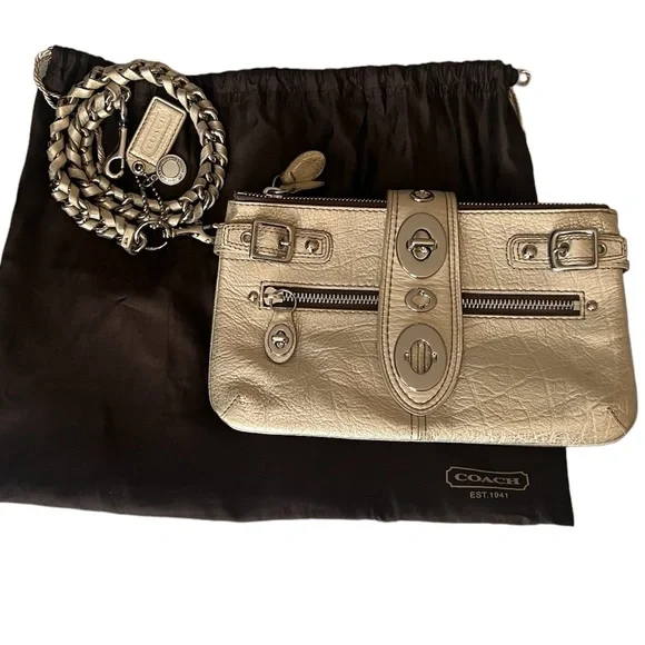 RARE Vintage Coach Legacy Metallic Leather Bridgit Clutch Purse Limited Edition - Picture 3 of 16